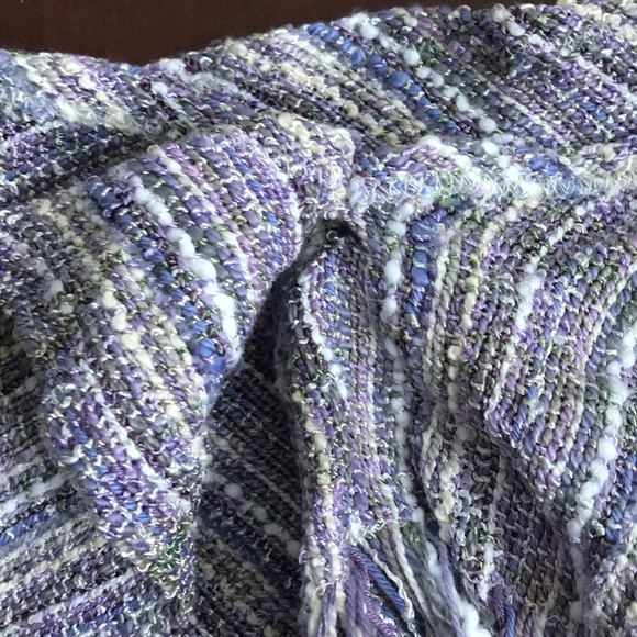 Handmade Knitted Neck Scarf Lavender and white - Picture 3 of 5